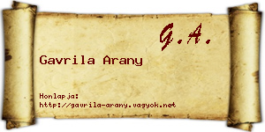 Gavrila Arany névjegykártya